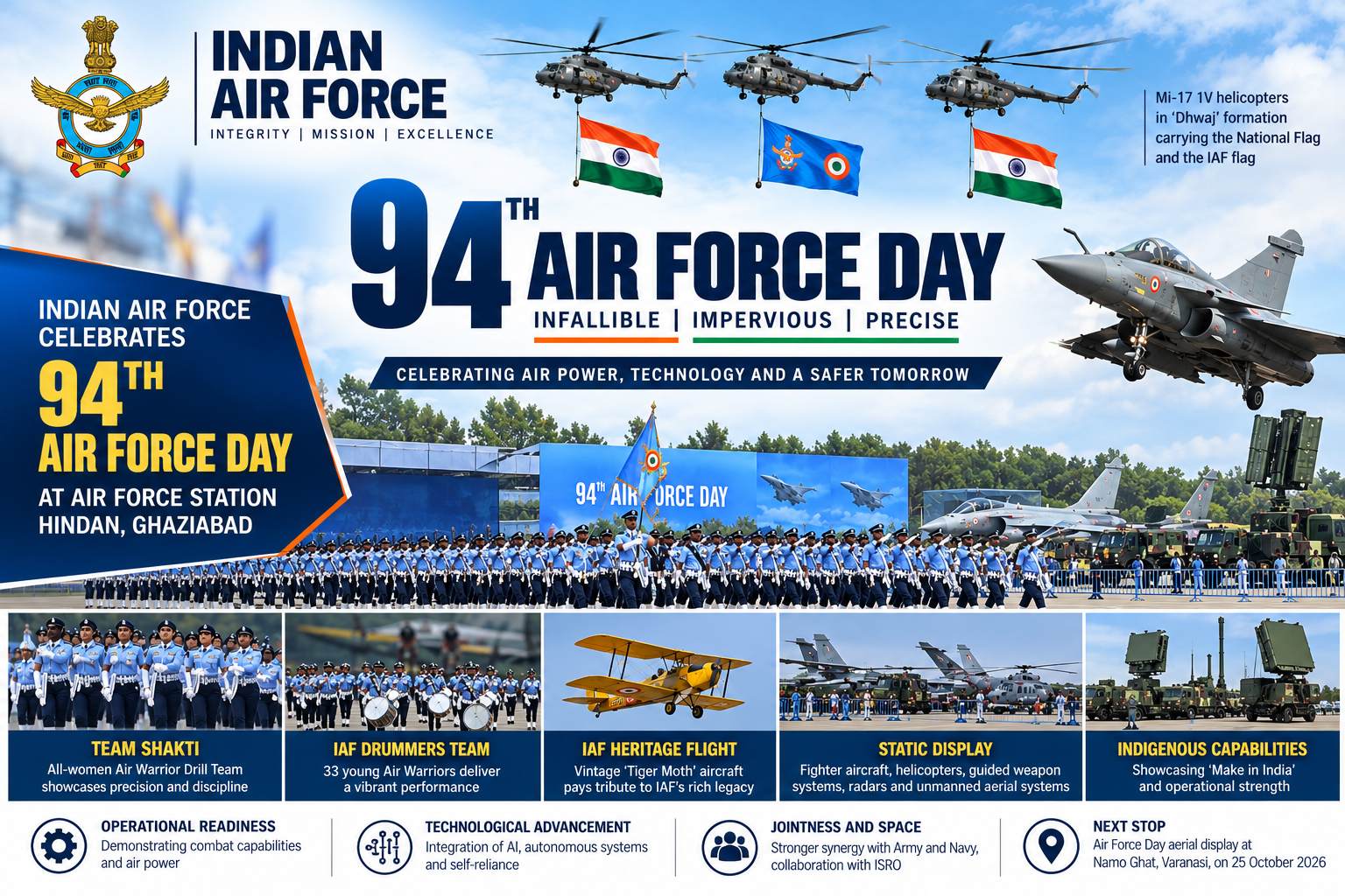 Indian Air Force Day 2026: IAF Marks 94th Anniversary at Hindan with Air Warrior Parade and Aerial Display